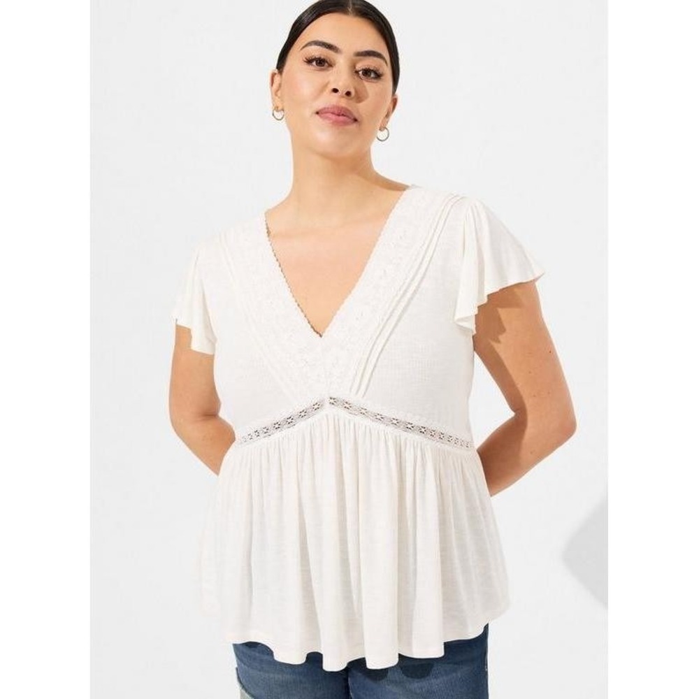 NWT Torrid‎ Knit V-Neck Insert Babydoll Top 2XL